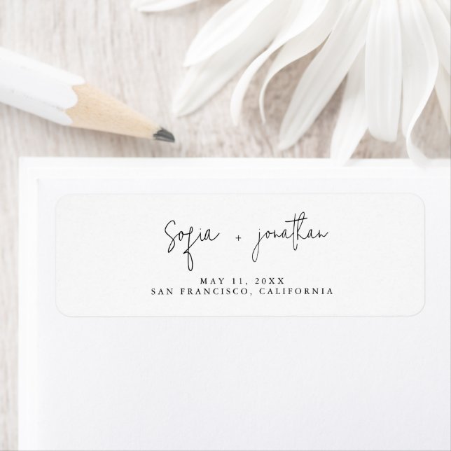 Modern Minimalist Script | Black and White Wedding Label (Insitu)