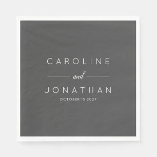 Modern Minimalist Script Black Custom Wedding  Napkins