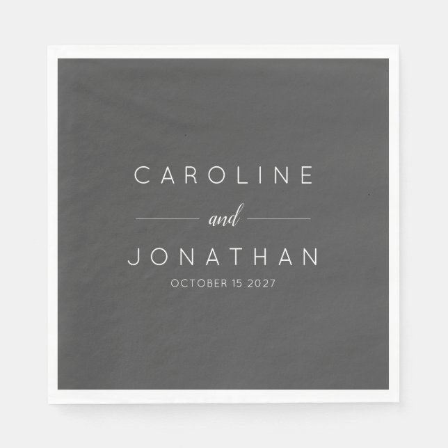 Modern Minimalist Script Black Custom Wedding  Napkins (Front)