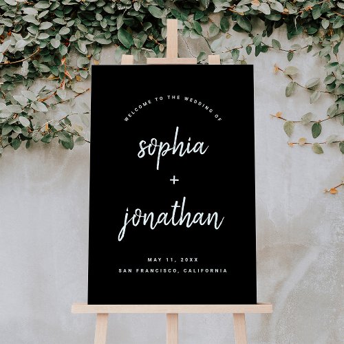 Modern Minimalist Script  Black Wedding Welcome Foam Board