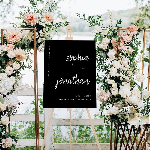 Modern Minimalist Script  Black Wedding Welcome Foam Board