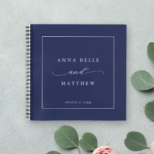 Modern Minimalist Script Blue Wedding Guest Chic Notebook