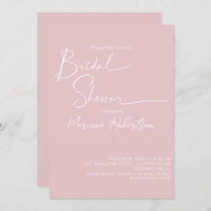 Modern Minimalist Script Blush Pink Bridal Shower Invitation