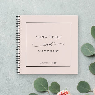 Modern Minimalist Script Blush Pink Wedding Guest Notebook