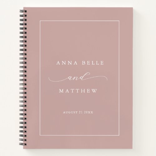 Modern Minimalist Script Blush Pink Wedding Notebook