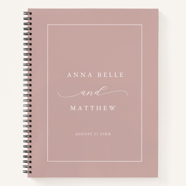 Modern Minimalist Script Blush Pink Wedding Notebook (Front)