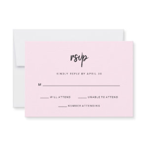 Modern Minimalist Script | Blush Wedding RSVP Card