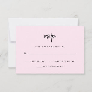 Modern Minimalist Script Blush Wedding RSVP Card
