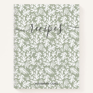 Modern Minimalist Script Botanical Custom Recipe Notebook