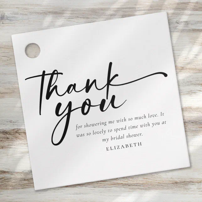 Modern Minimalist Script Bridal Shower Favor Tags | Zazzle