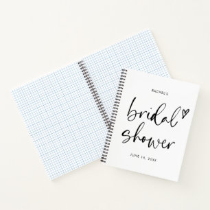 Modern Minimalist Script Bridal Shower Gift List  Notebook