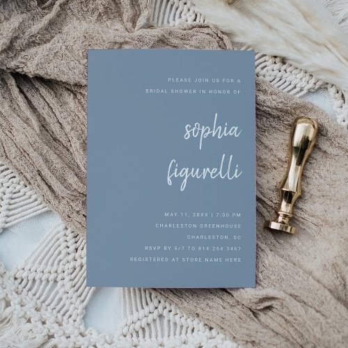 Modern Minimalist Script  Bridal Shower Invitation