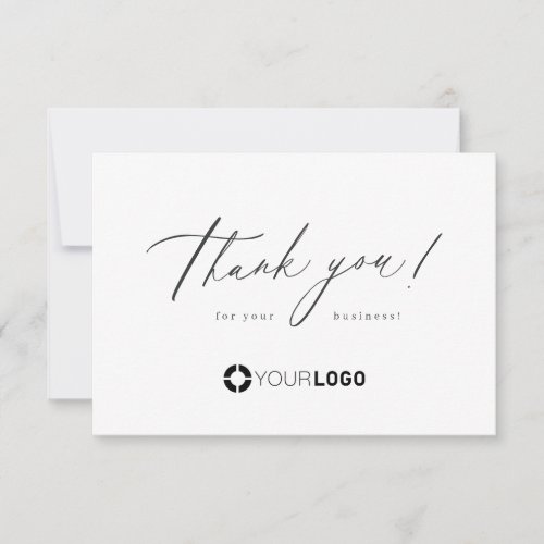 Modern minimalist script business logo thank you card