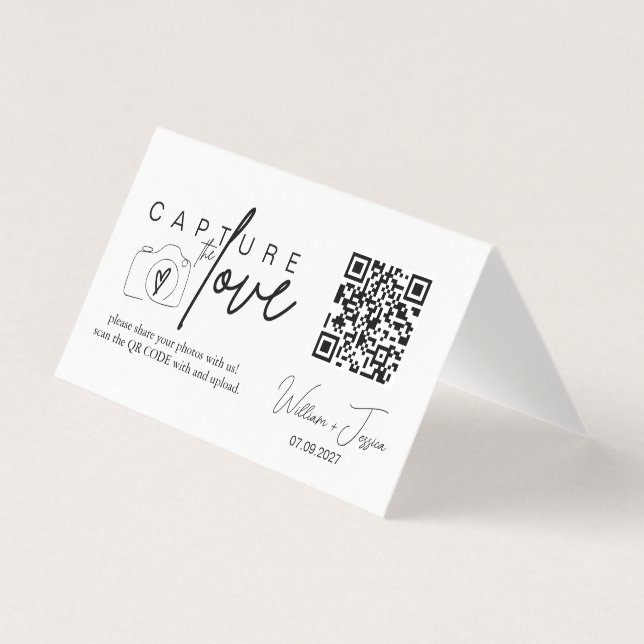 Modern Minimalist Script Capture The Love QR code  (Front)