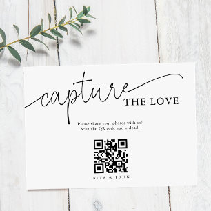 Modern Minimalist Script Capture The Love QR code Enclosure Card