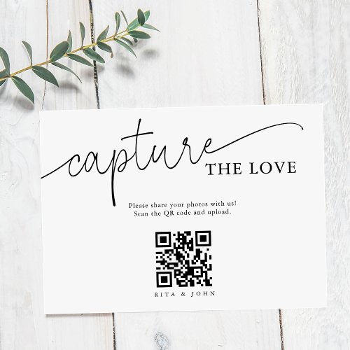 Modern Minimalist Script Capture The Love QR code  Enclosure Card