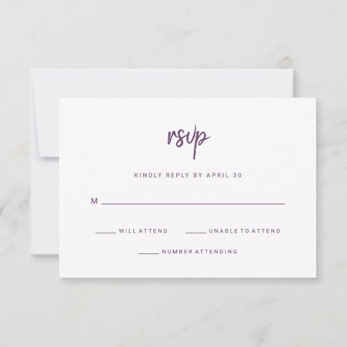 Modern Minimalist Script Cassis  Wedding RSVP Card