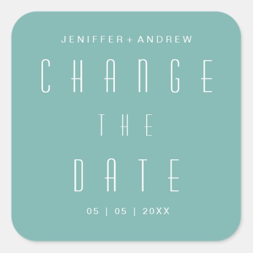 modern minimalist script change the date square sticker