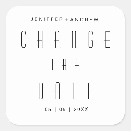 modern minimalist script change the date square sticker