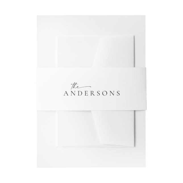 Modern Minimalist Script Chic + Simple Wedding Invitation Belly Band (Front Example)