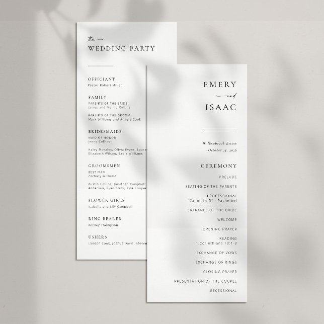 Modern Minimalist Script Chic Wedding Program (Creator Uploaded)