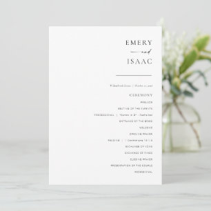 Modern Minimalist Script Chic Wedding Program