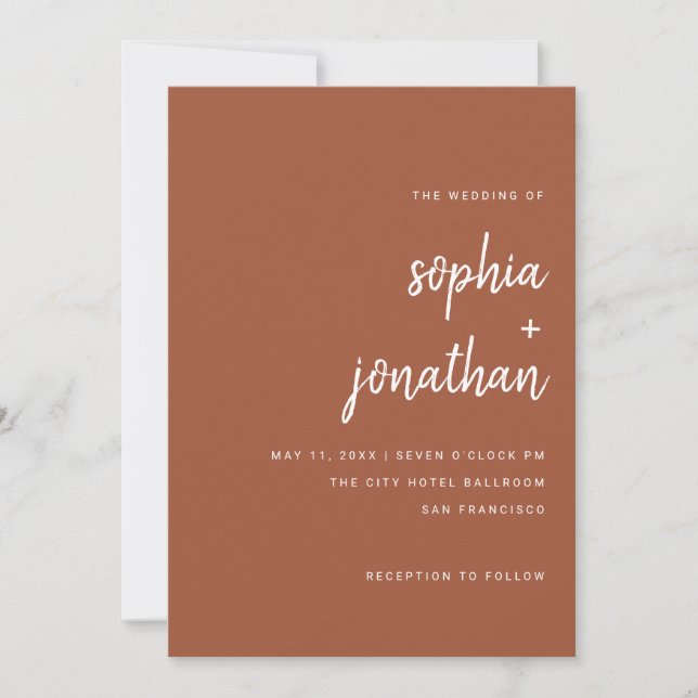 Modern Minimalist Script | Colorful Purple Wedding Invitation (Front)