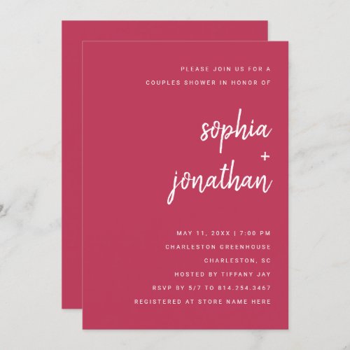 Modern Minimalist Script  Couples Shower Invitation