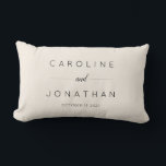Modern Minimalist Script Cream Custom Wedding Lumbar Pillow<br><div class="desc">Modern Minimalist Script Purple Cream and Black Custom Wedding Lumbar Pillow</div>