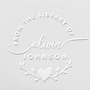 Modern Minimalist Script Custom Library Book Embosser