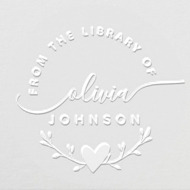 Modern Minimalist Script Custom Library Book Embosser (Design)