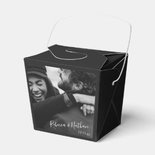 Modern Minimalist Script Custom Photo Wedding  Favor Boxes
