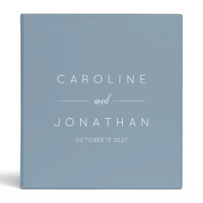 Modern Minimalist Script Custom Wedding Dusty Blue 3 Ring Binder