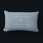 Modern Minimalist Script Custom Wedding Dusty Blue Lumbar Pillow<br><div class="desc">Modern Minimalist Script Custom Wedding Lumbar Pillow in Dusty Blue</div>