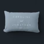 Modern Minimalist Script Custom Wedding Dusty Blue Lumbar Pillow<br><div class="desc">Modern Minimalist Script Custom Wedding Lumbar Pillow in Dusty Blue</div>