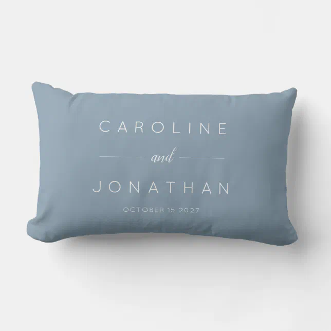 Modern Minimalist Script Custom Wedding Dusty Blue Lumbar Pillow Zazzle