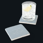 Modern Minimalist Script Custom Wedding Dusty Blue Stone Coaster<br><div class="desc">Modern Minimalist Script Custom Wedding Stone Coaster in Dusty Blue</div>