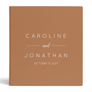Modern Minimalist Script Custom Wedding Terracotta 3 Ring Binder