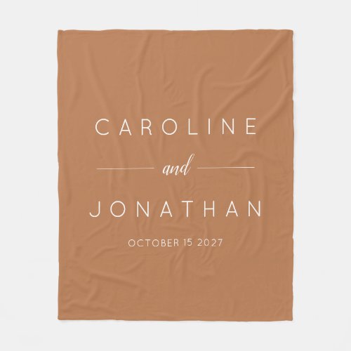 Modern Minimalist Script Custom Wedding Terracotta Fleece Blanket