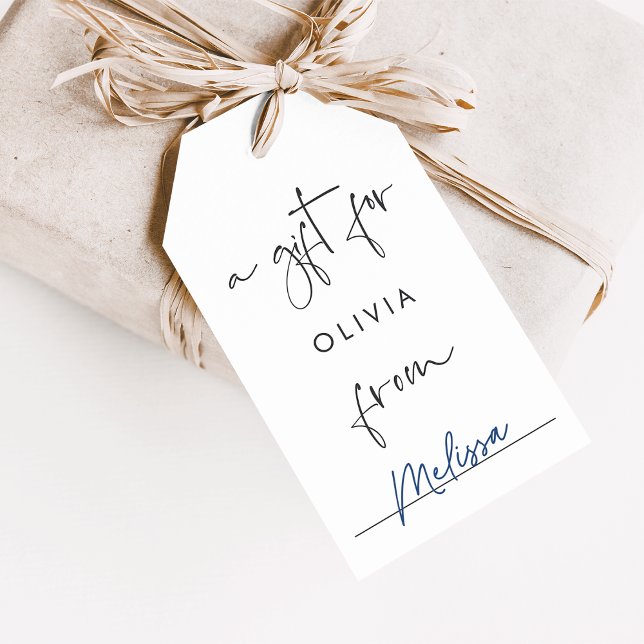 Modern Minimalist Script Display Shower Gift Tags (Creator Uploaded)
