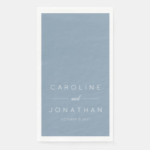 Modern Minimalist Script Dusty Blue Custom Wedding Paper Guest Towels