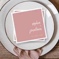Modern Minimalist Script | Dusty Rose Wedding Napkins