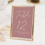 Modern Minimalist Script Dusty Rose Wedding Table Number<br><div class="desc">Simple, modern wedding table number cards featuring "Table" displayed in a handwritten white script with a dusty rose background (or a color of your choosing). To order the dusty rose wedding table cards: add your name, wedding date, and table number. Each number needs to be added to your cart individually....</div>