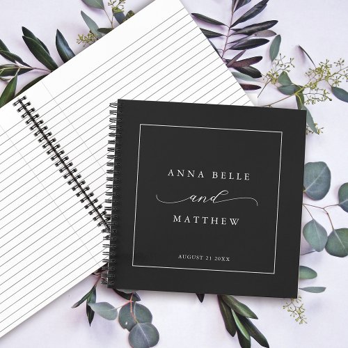 Modern Minimalist Script Elegant Wedding Guest Notebook