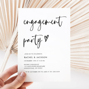 Modern Minimalist Script Engagement Party Invitation