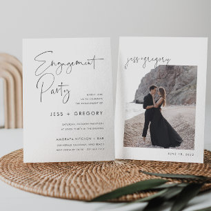 Modern Minimalist Script Engagement Party Photo Invitation