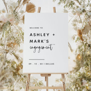 Modern Minimalist Script Engagement Welcome Sign