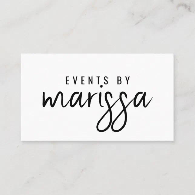 Modern Minimalist Script Event Planner Business Card | Zazzle