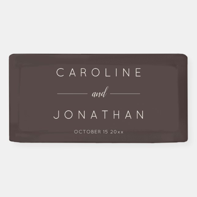 Modern Minimalist Script Fall Brown Custom Wedding Banner (Horizontal)