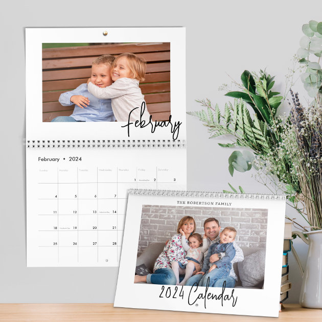 Modern Minimalist Script Family Photos 2024 Calendar Zazzle   Modern Minimalist Script Family Photos 2024 Calendar R 8c2n93 630 